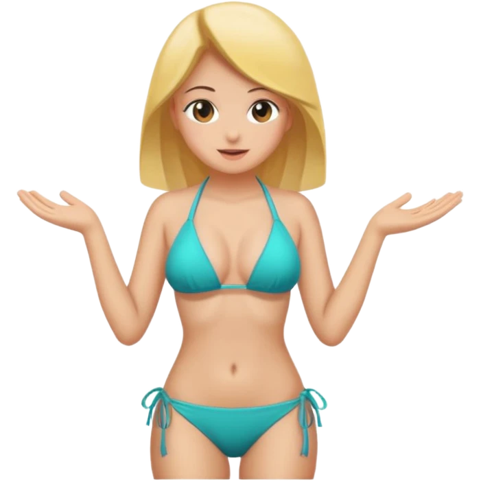 a girl wearing a bikini and showing her b00bs emoji