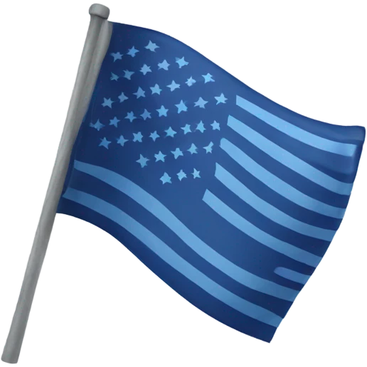ON MODERN FLAG.  NO RED STRIPES. FLAG. Similar to American emoji flag - use only deep blue - NO RED -  with blue stripes emoji