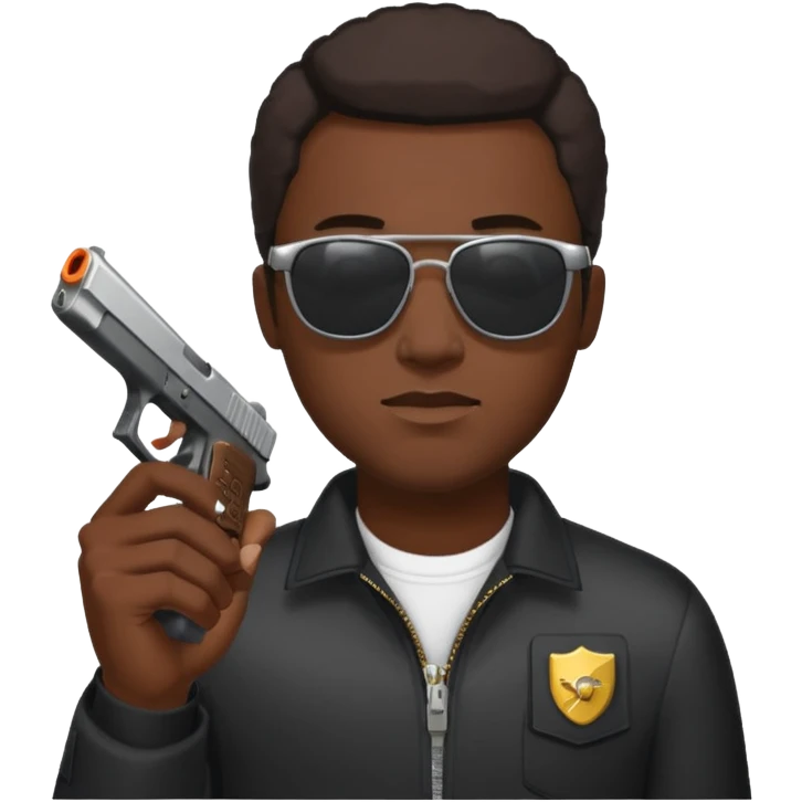 Smoking black guy with a glock in his on his other hand with some sunglasses  emoji