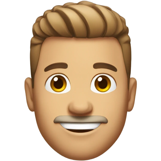 white smiling man with short brown low taper fade hair emoji