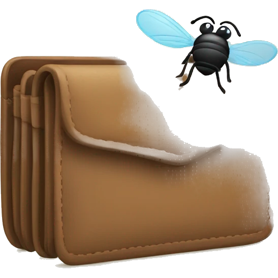 an open wallet fith a fly coming out of it emoji