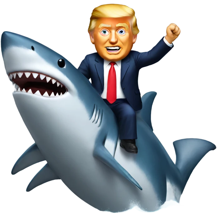 Trump riding shark emoji