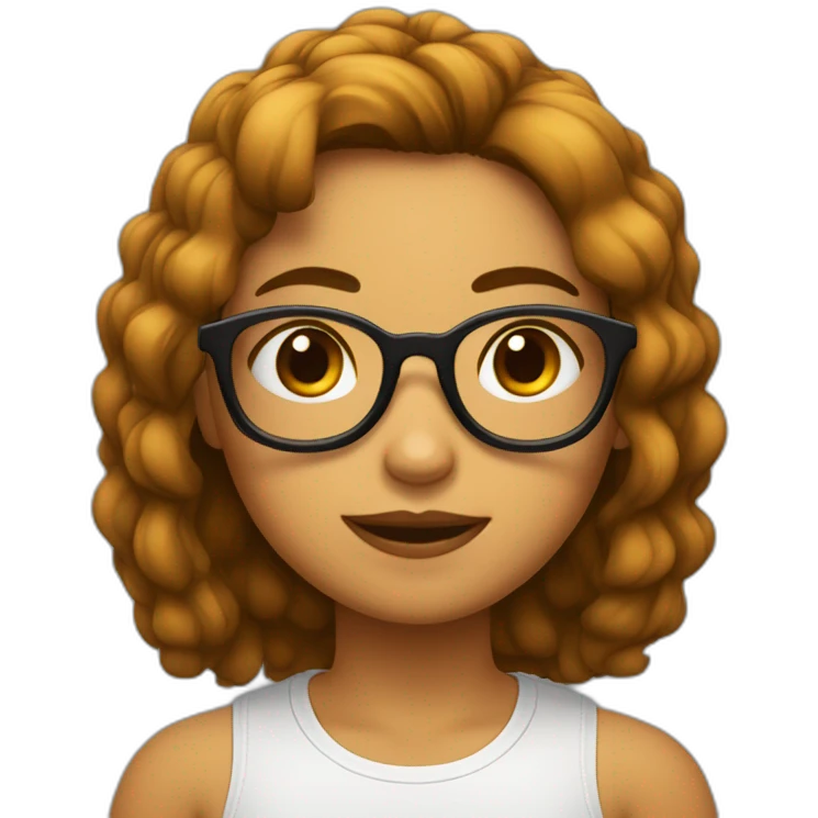 Chica pelo corto y marrón con gafas emoji