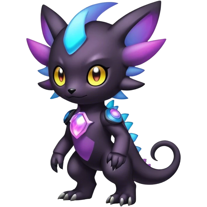 Cute cool colorful dark nebula fantasy-Fakemon-Digimon-animal-hybrid full body emoji