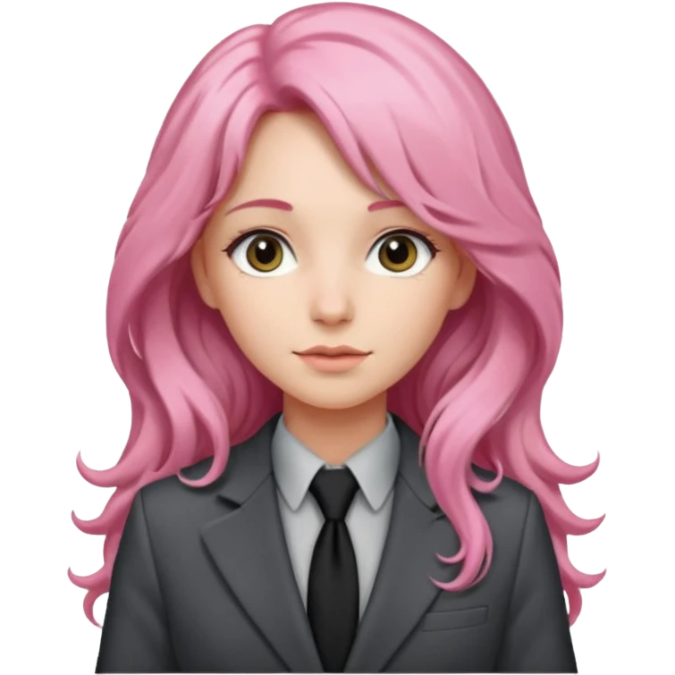 long wavy and pink haired woman with tie and blazer emoji