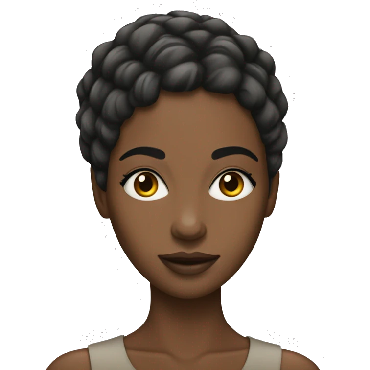 african woman with short hair parted on the side and eyelashes emoji