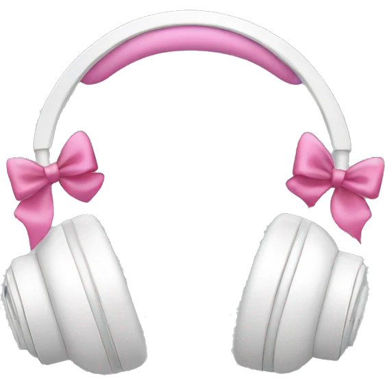 White headphones with a pink bow emoji