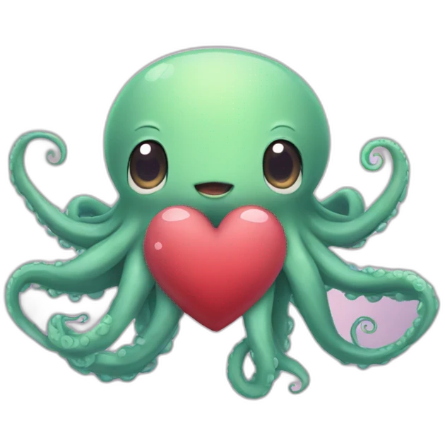 cute kraken cute face having a heart arrack emoji
