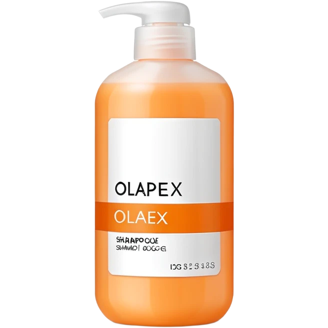 Olaplex shampoo bottle with orange label emoji