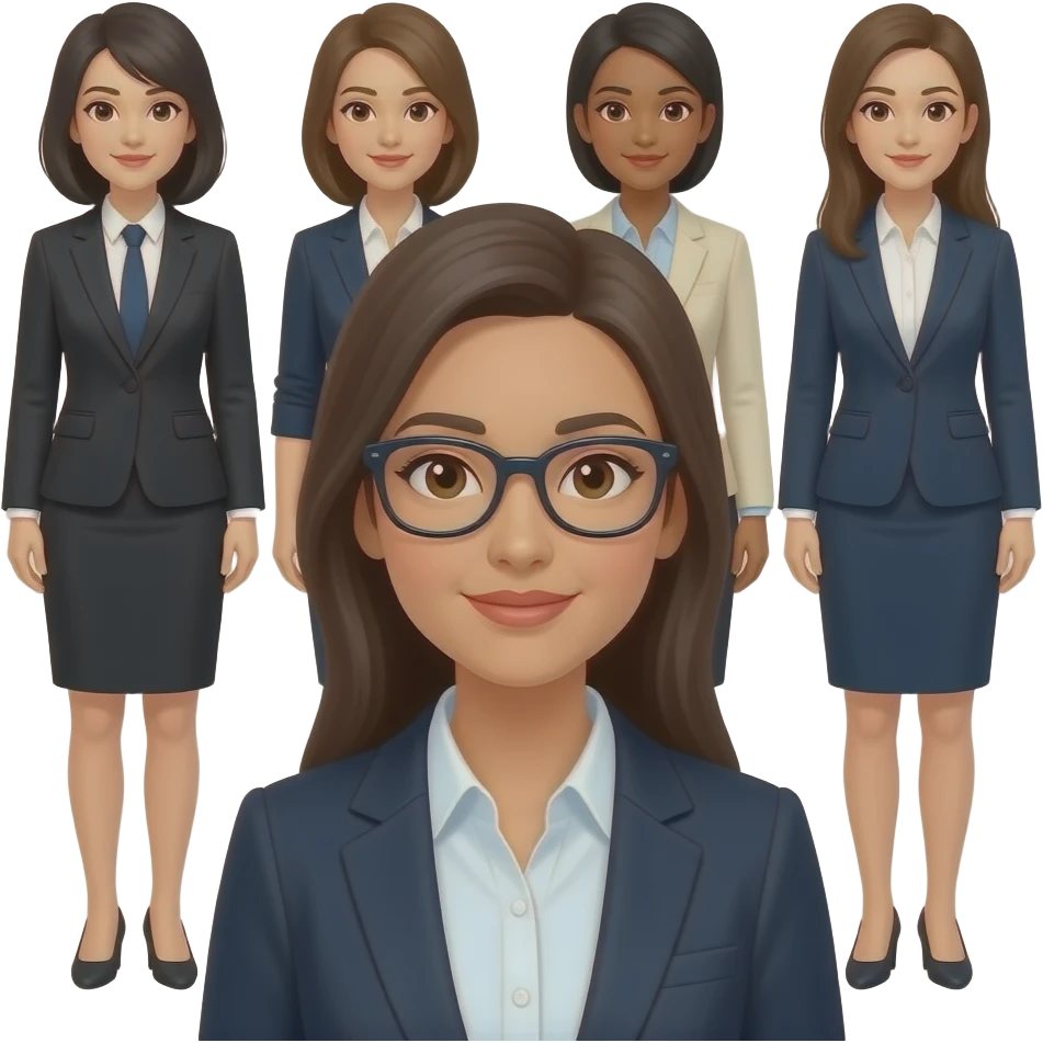 four business womens, one have glasses emoji
