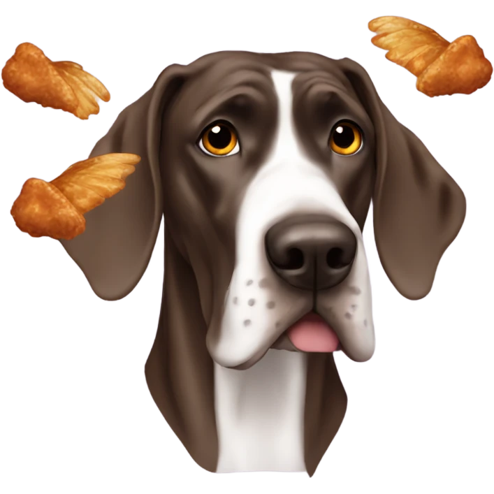 Brown Great Dane eating wings  emoji