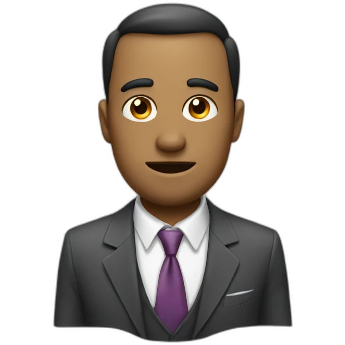 Front Portrait a fish with a human-like face, featuring expressive visage, talking. with a sleek shirt and tie like a salesman emoji