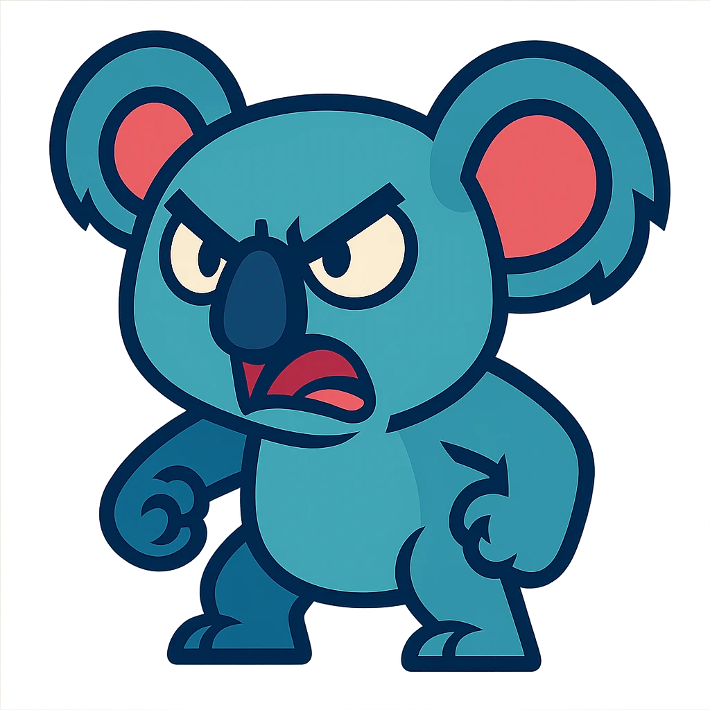 angry koala in vibrant toon style emoji
