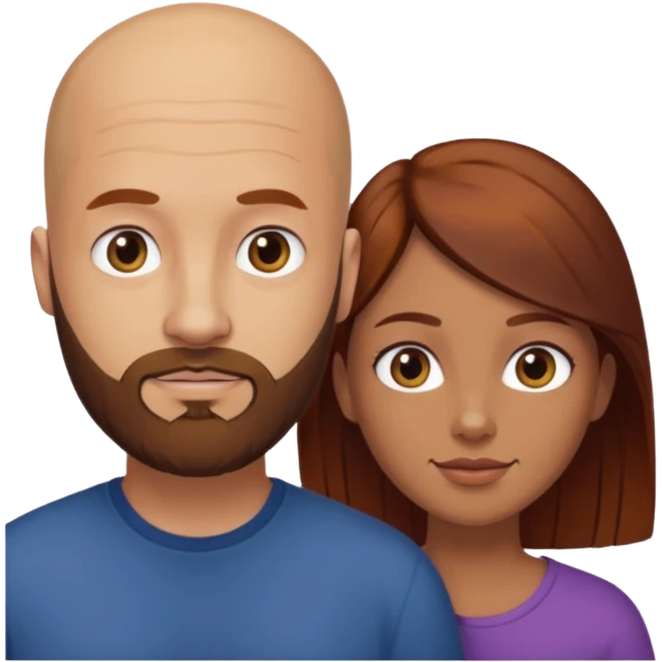 Couple. A bald man with beard and a girl with dark yellowish auburn hair. emoji