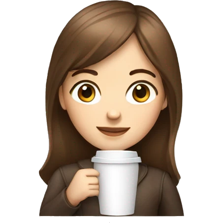 Brown hair white girl with laptop and coffee  emoji