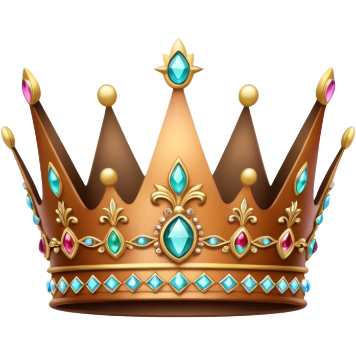 Simple brown crown with jewels emoji
