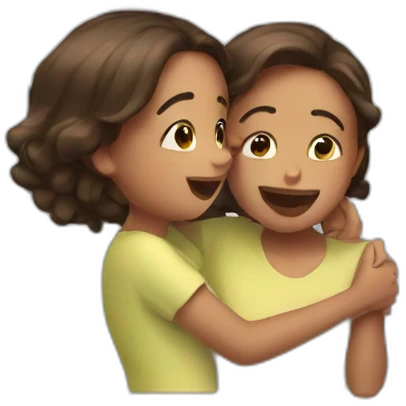 girl hugging mirror reflection emoji