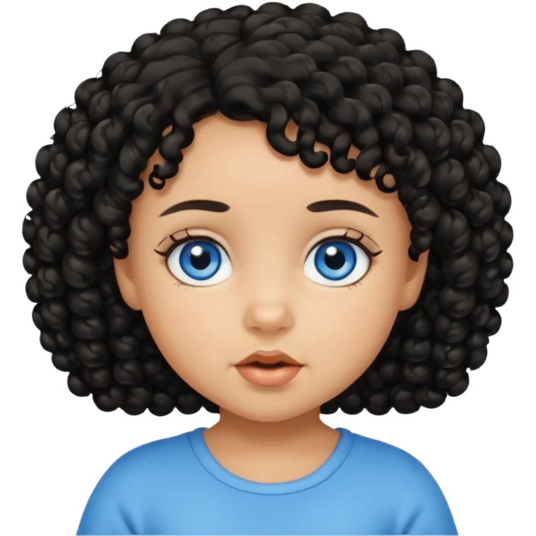 a girl tan baby with black curly hair and blue eyes emoji