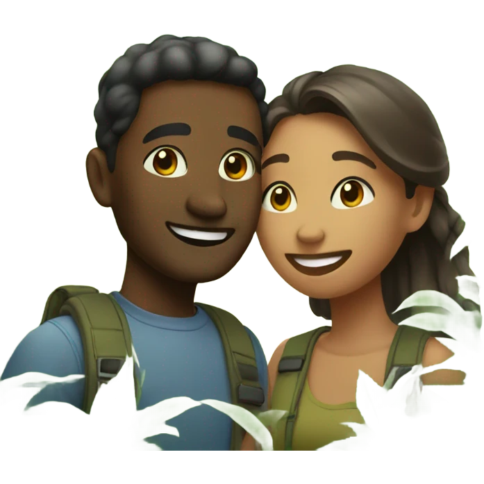 smiling couple in nature emoji