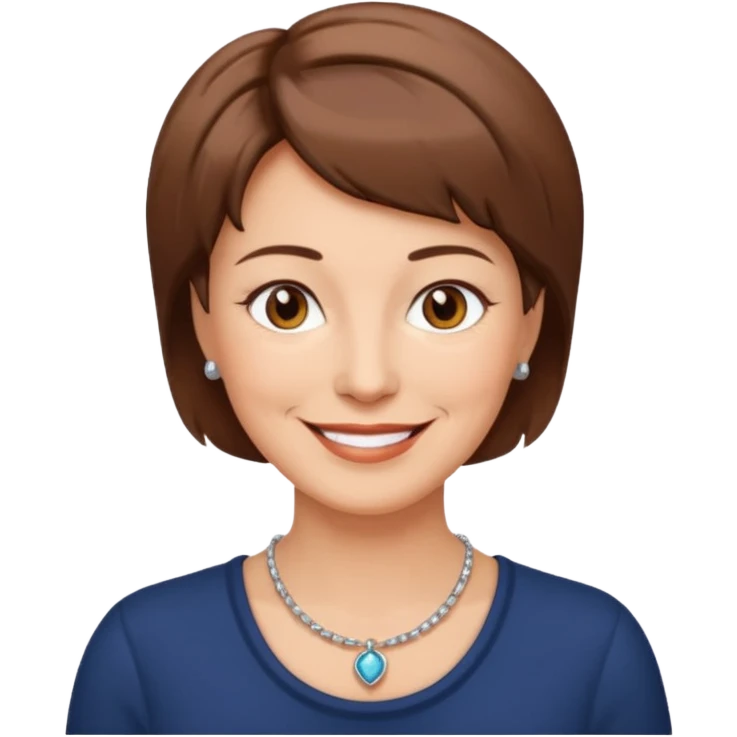 Woman 60, brown short hair hair, brown eyes, smiling emoji