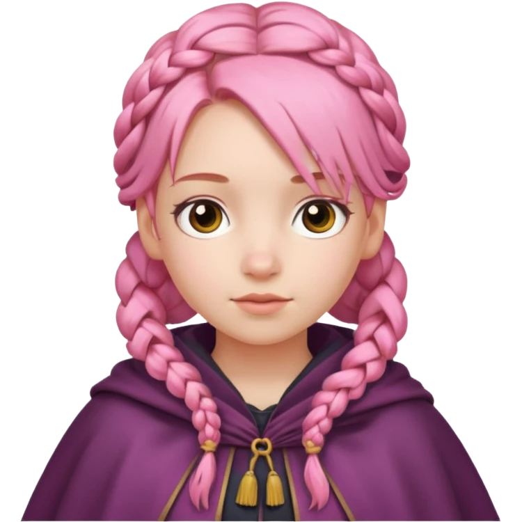 girlwith pink braided hair, cloak emoji