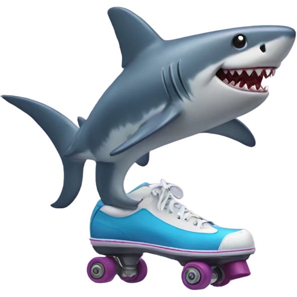 Dancing shark on roller skates  emoji