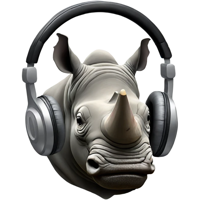 Rhino wearing headphones emoji