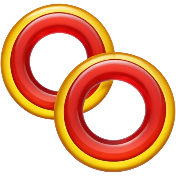 emoji de 2 gomitas en forma de aro una colo rojo y otra amarillo de muy gruesas muy muy emoji