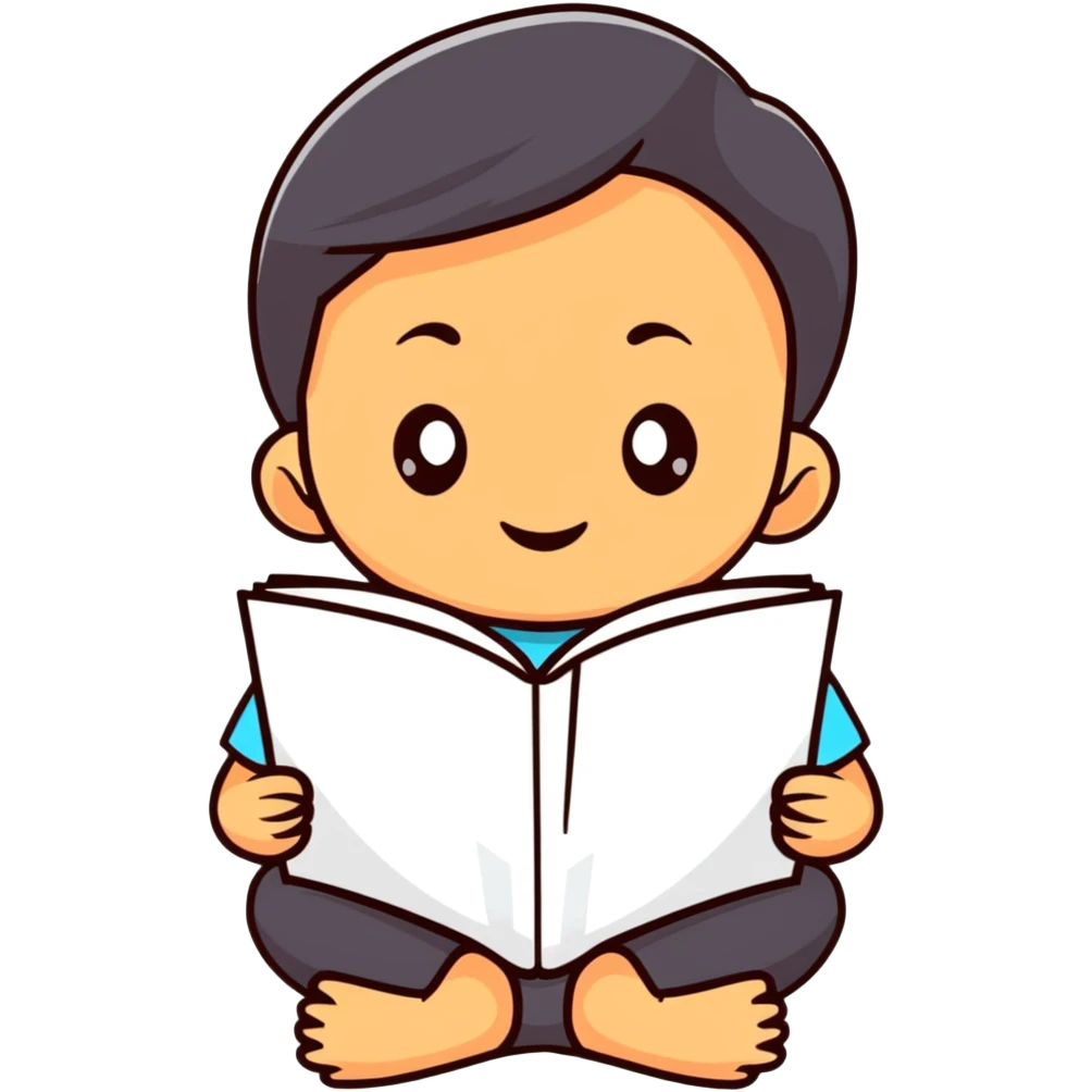 Young Indonesian child reading a book emoji
