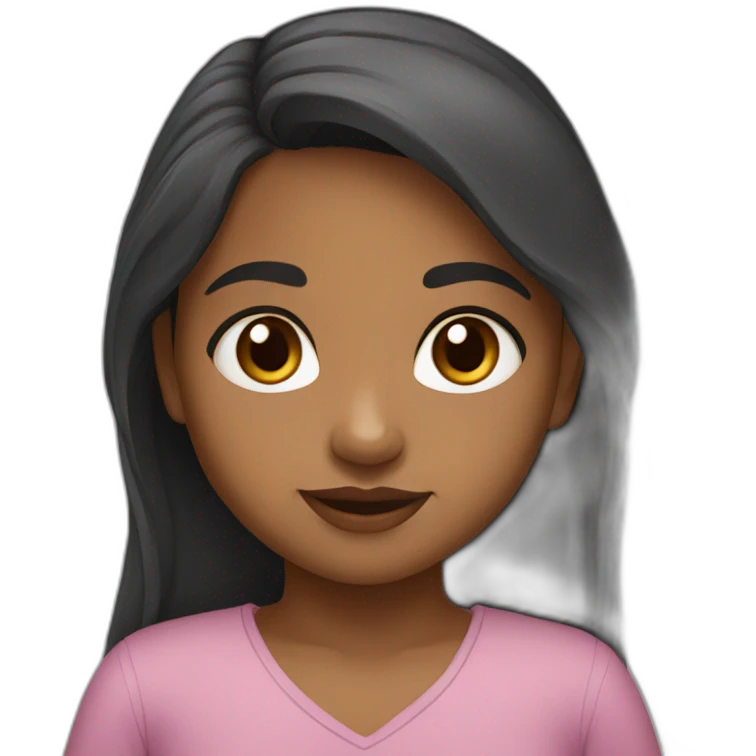 A Sri Lankan Tamil little girl with long hair brown skin brown eyes  emoji