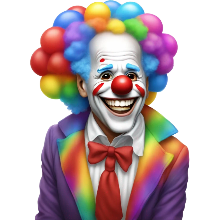 Biden having fun at a clown party wearing clown makeup and big shoes but still clearly Biden  emoji