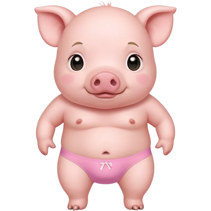 Сute baby pig, large chest, in small pink underwear   emoji