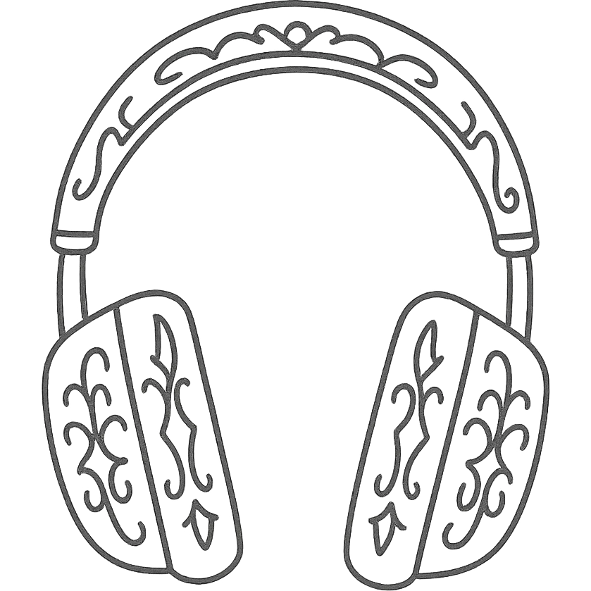 pink gothic headphones with intricate gothic patterns, hand drawn style, no fill emoji