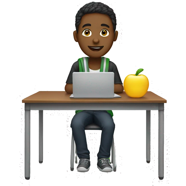 student with computer emoji