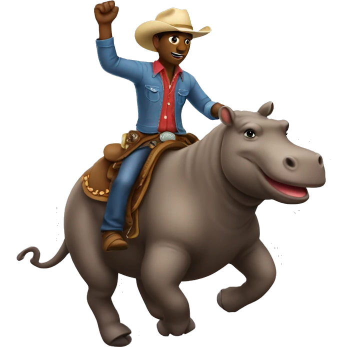 Cowboy riding a hippo emoji