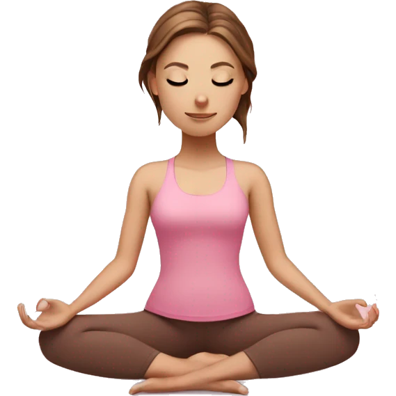 White Girl with brown hair doing yoga in pink tones emoji