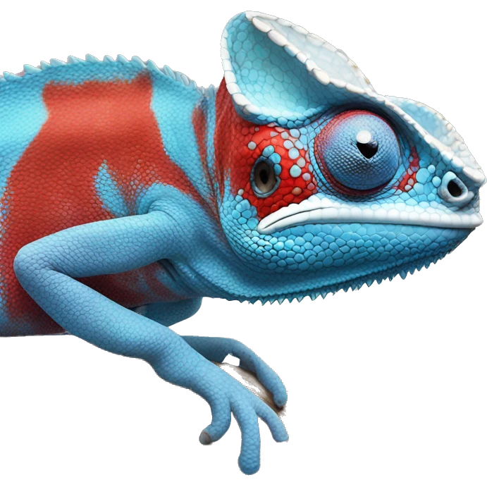 Red and blue colored chameleon  emoji