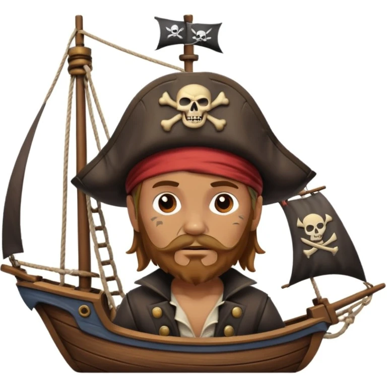 pirate sailing a ship in strome sea background emoji