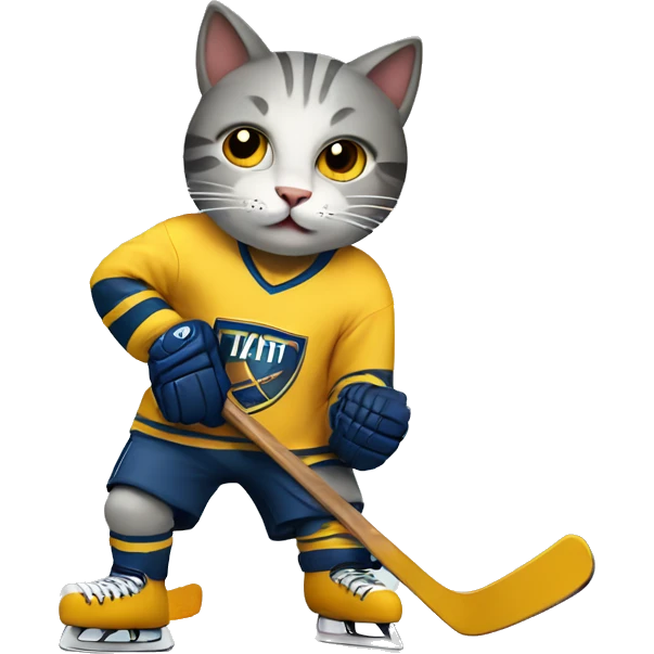 Cat playing hockey emoji