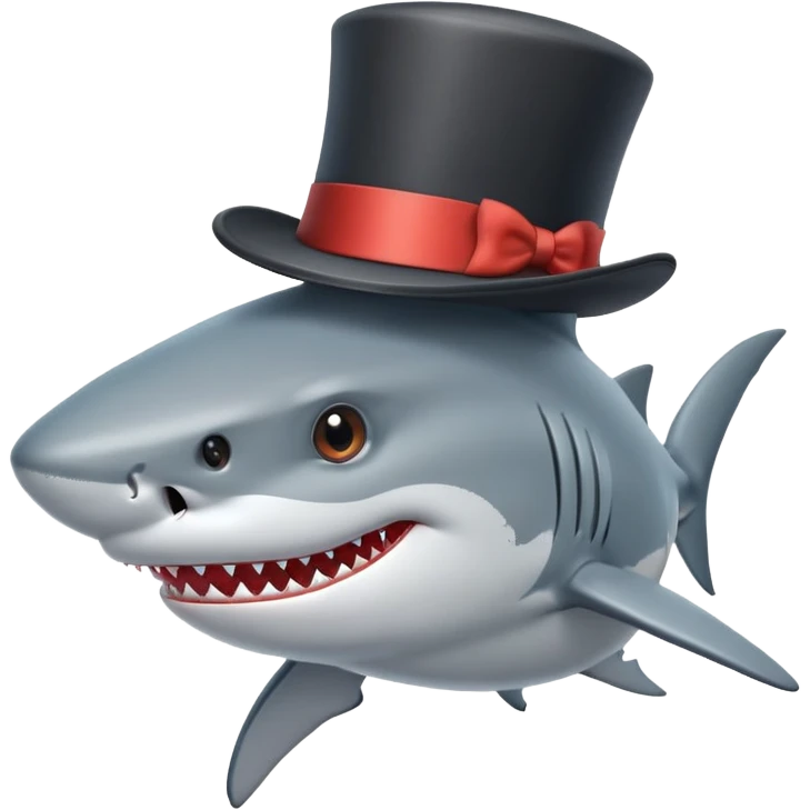 Shark with a top hat emoji