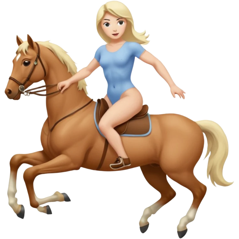 Nude woman riding an invisible horse  emoji
