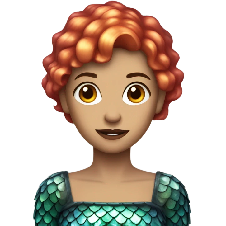 pretty evil siren girl, with fish scales and short hair emoji