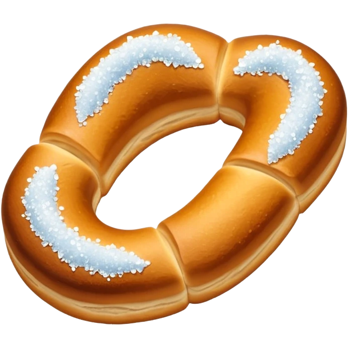 Isometric laugenbrezel with salt crystals, golden brown, soft shadows emoji