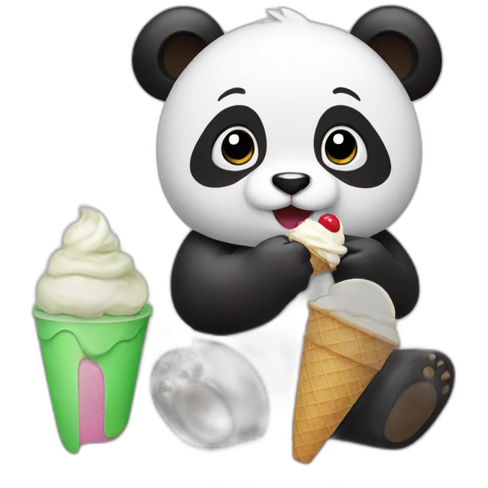 Panda eating ice cream emoji