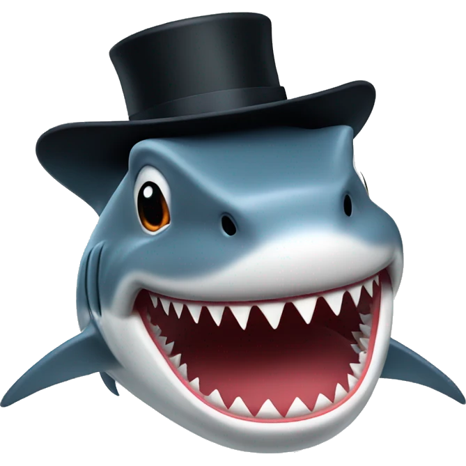 Shark with a top hat emoji