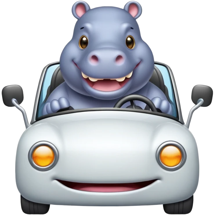hippo driving emoji