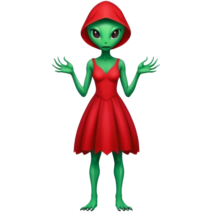 a reptilian alien woman full body, in red dress emoji