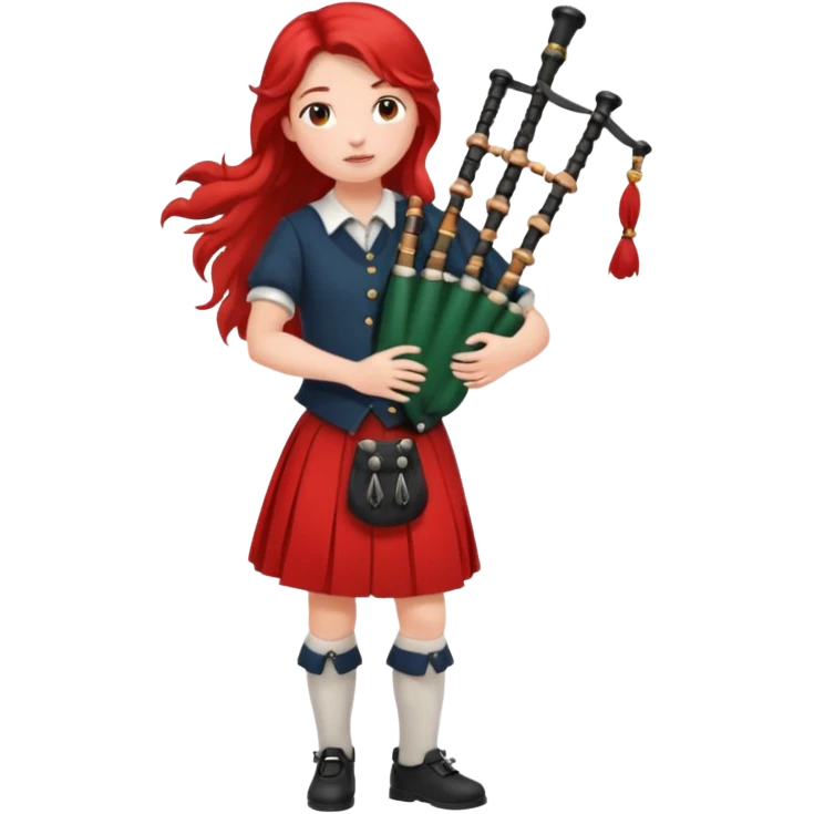 scotch girl playing bagpipe full body red skirt emoji