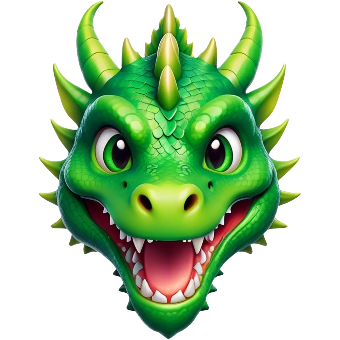 Cinematic Comical Dragon Portrait Emoji, Head tilted dramatically with an exaggeratedly amused expression, featuring a striking, glossy scaled body with bold, angular details and wide, expressive eyes brimming with playful disbelief; rendered with vibrant, lifelike textures and natural shadows, high shine, dramatic yet playful, styled with an air of cheeky mythical mischief, soft glowing outline, capturing the essence of a spirited and over‐the‐top dragon that looks ready to breathe fire into viral fame! emoji