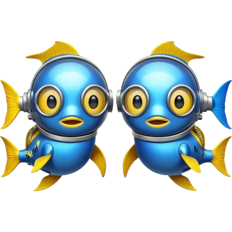 Two fish in dive suit decompressing  emoji